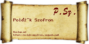 Polák Szofron névjegykártya